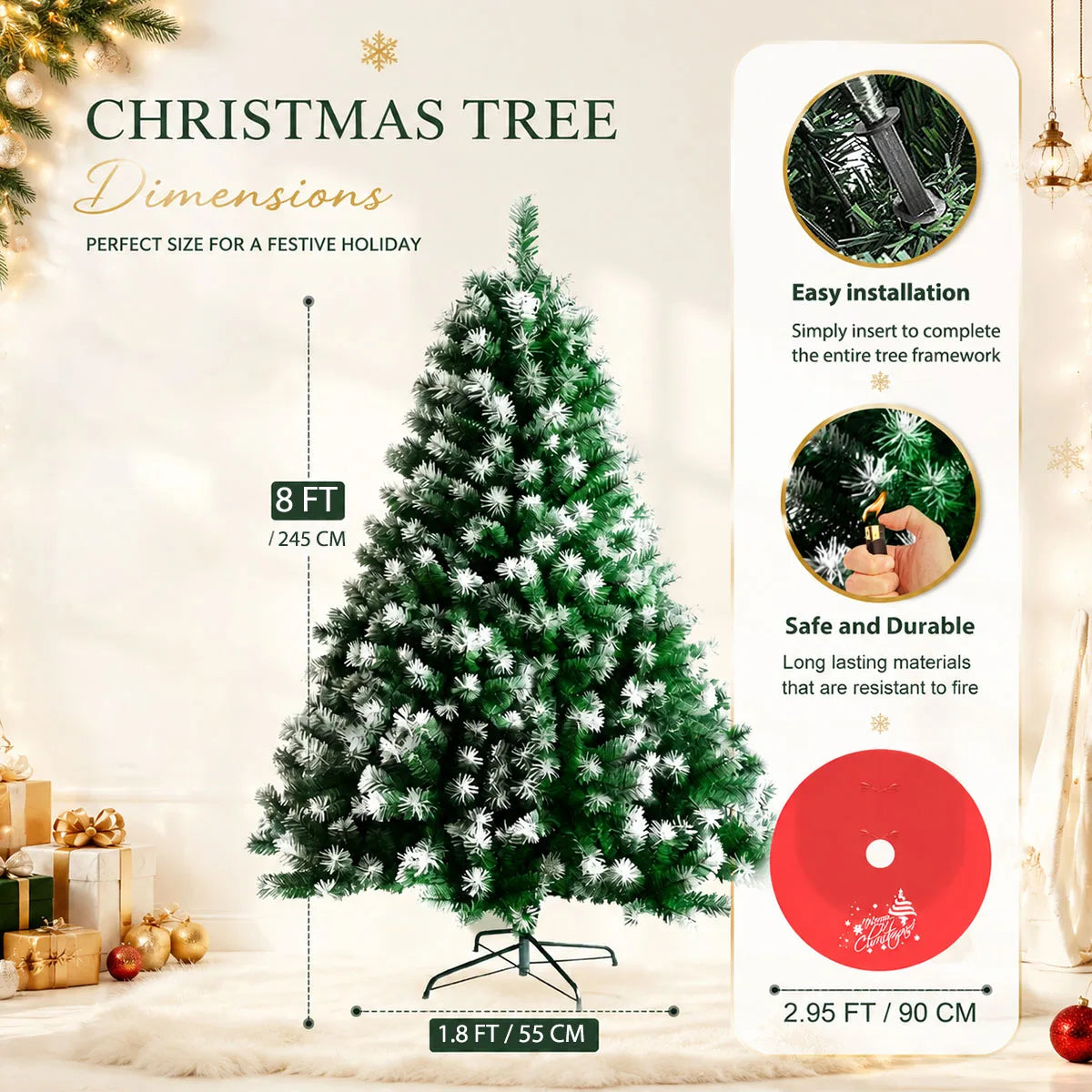 Artificial Flocked Christmas Tree With Foldable Metal Base