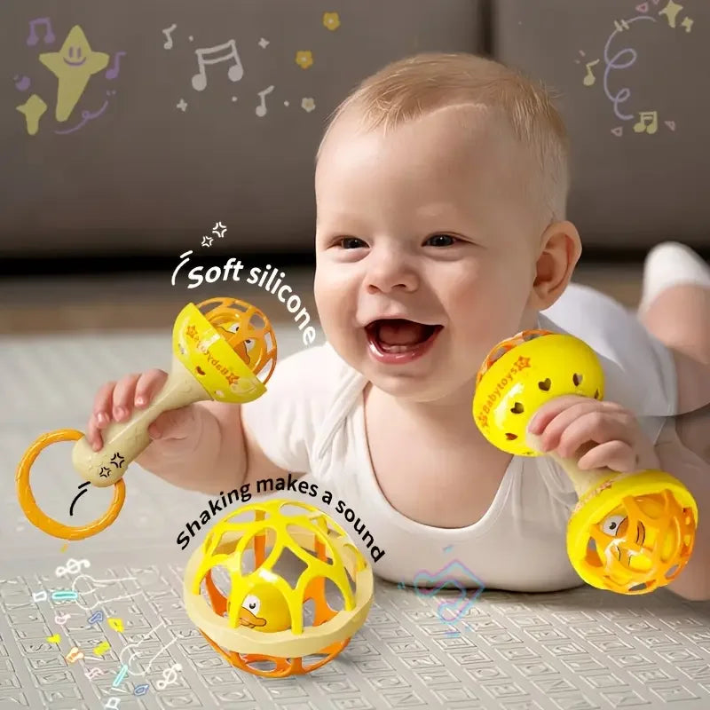 Baby Rattle Shaker and Spinner Set Sensory Toys for Infants