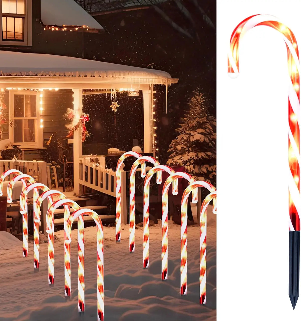 Joyfy Pre Lit Christmas Candy Cane Pathway Marker Lights