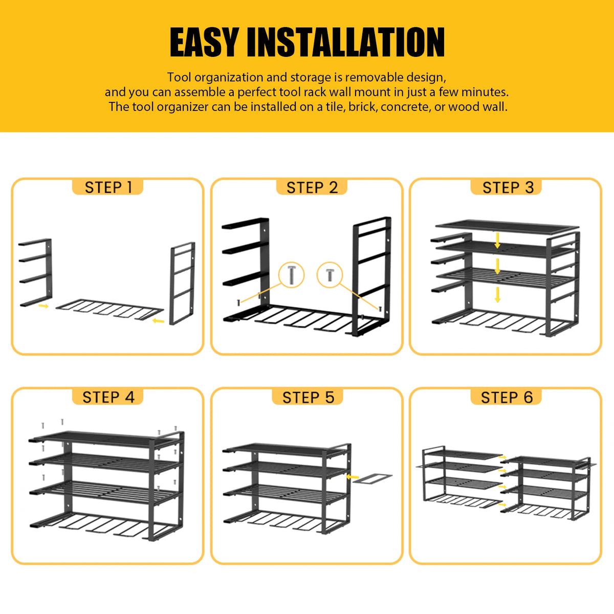 Power Tool Storage Rack With Floating Shelf Wall Mount Organizer