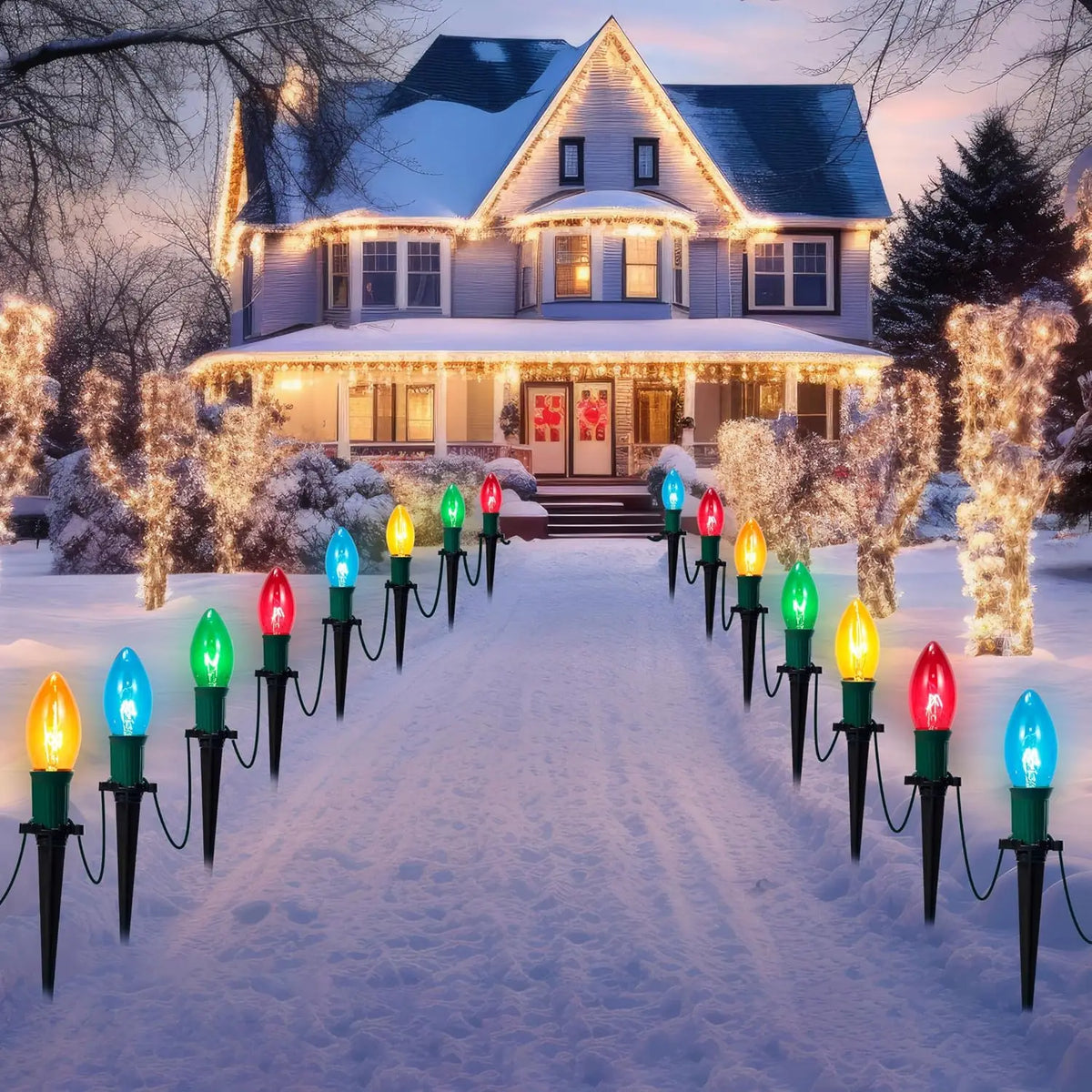 Joyfy C9 Christmas Pathway Lights Outdoor Holiday Walkway Decor