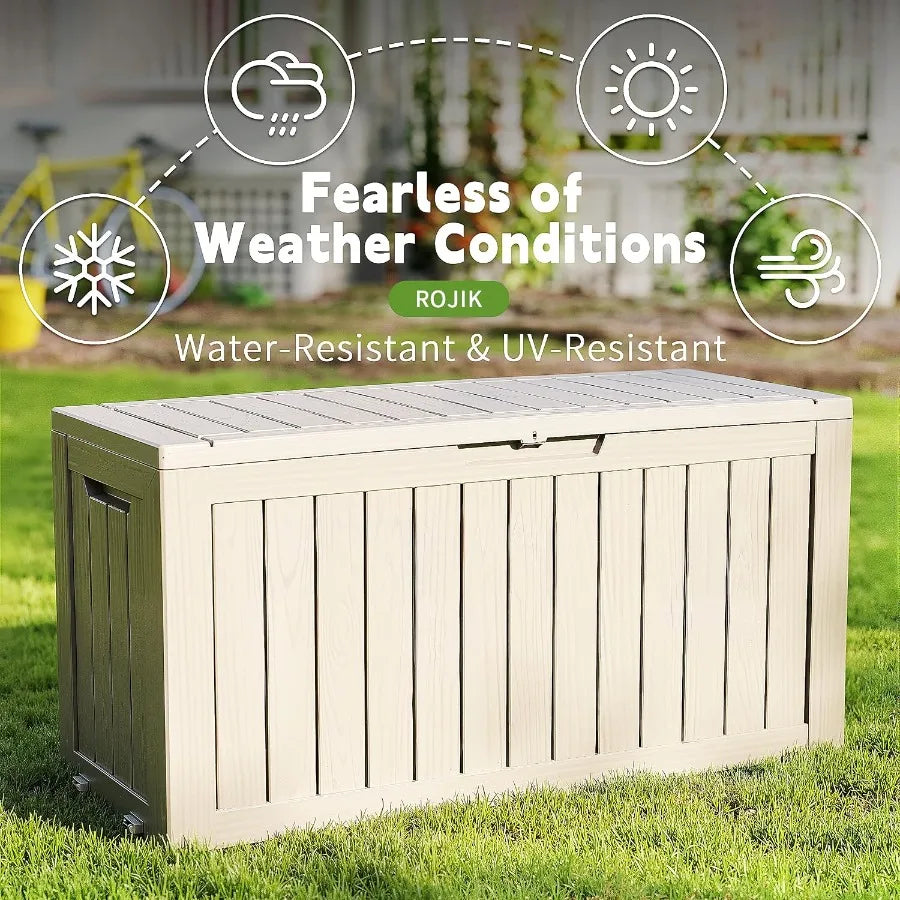 Bamboo Waterproof Outdoor Storage Bench for Patio Cushions and Garden Tools