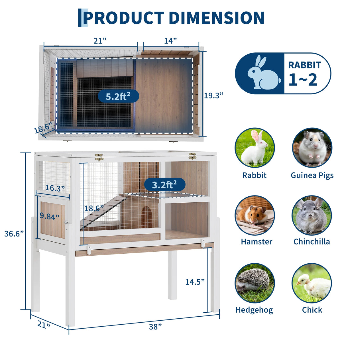 Wooden Indoor/Outdoor Hutch With Stand And Ramp Hideout