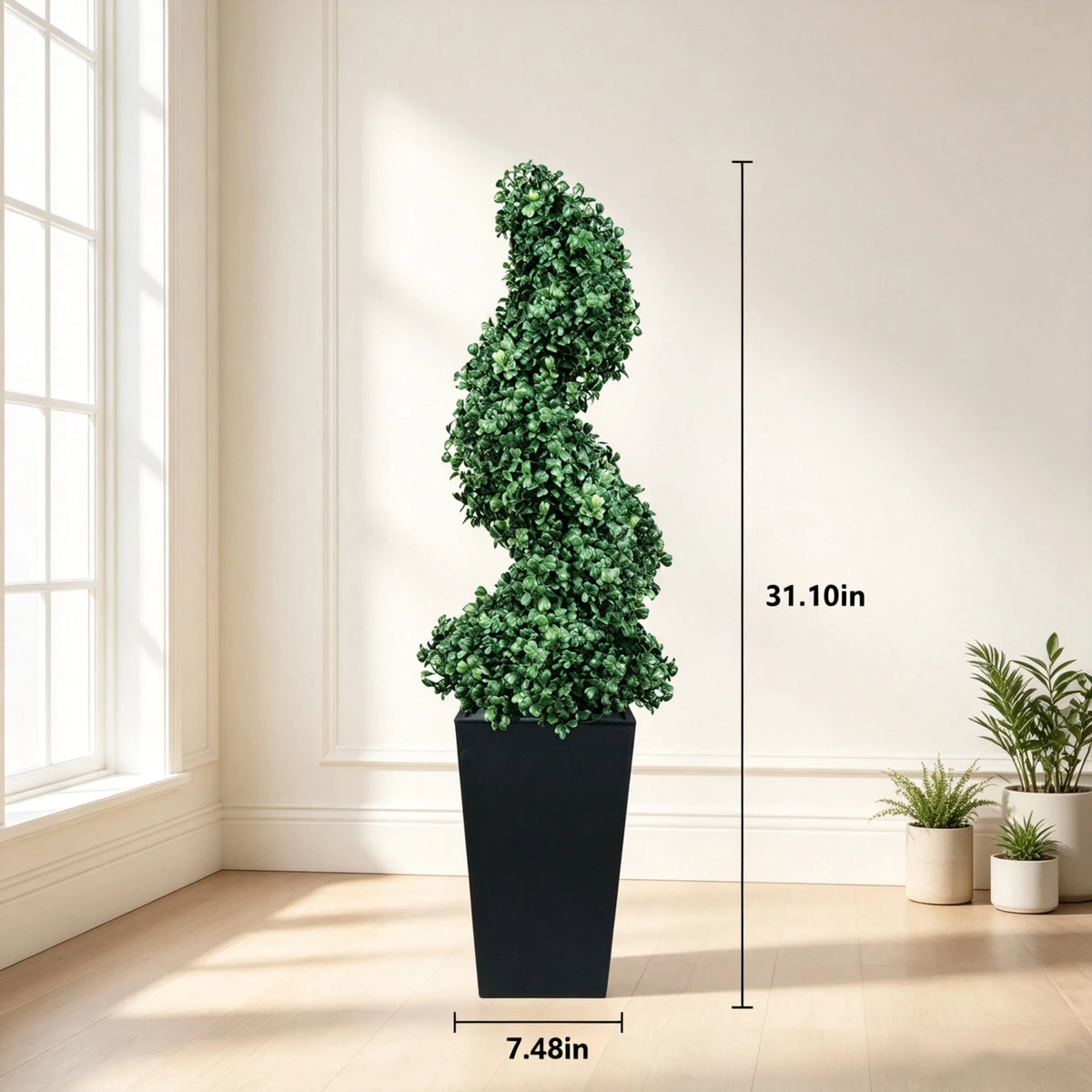 Olitree Artificial Spiral Boxwood Topiary Trees With Decorative Planter