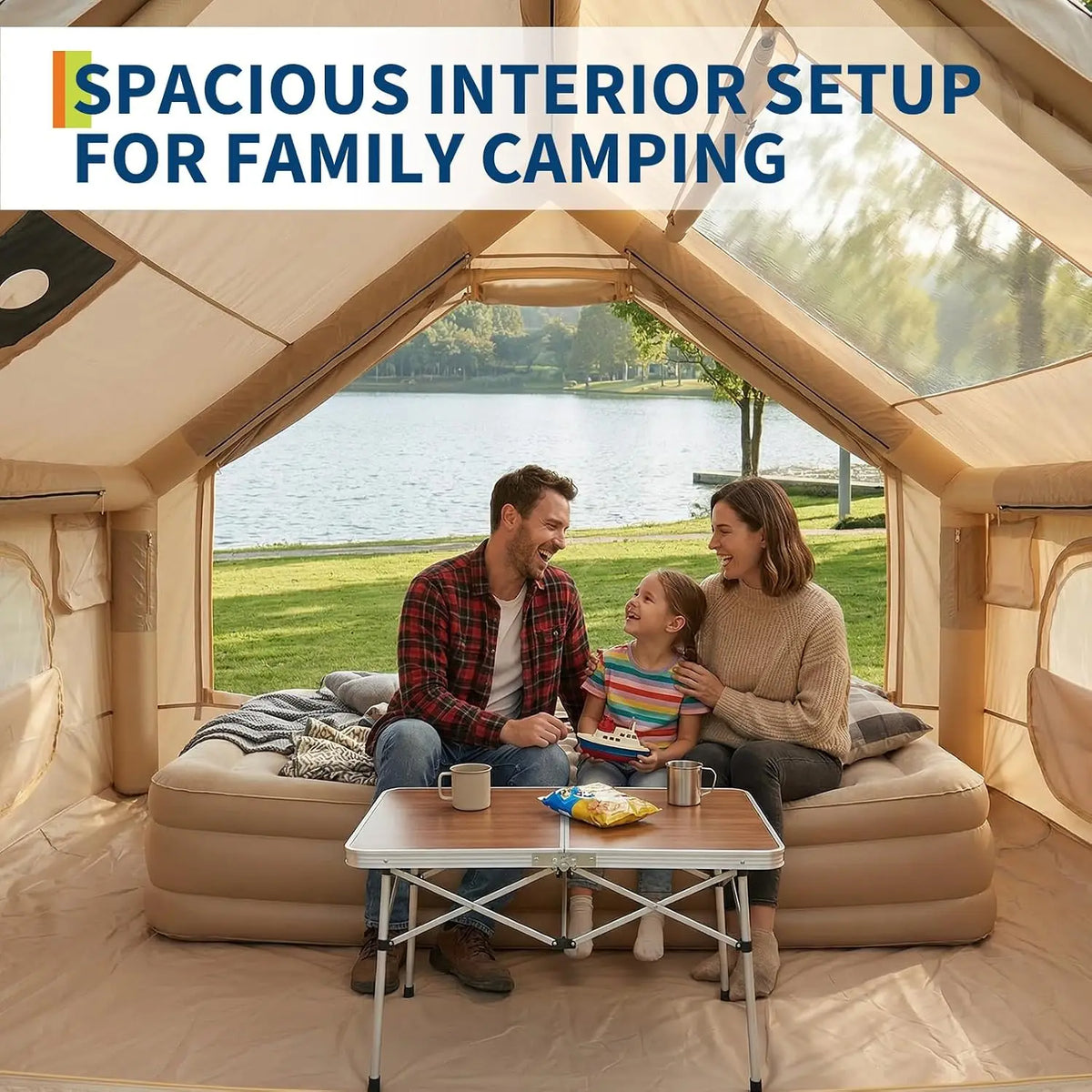 TACLEEKII Portable Inflatable Camping Tent with Skylight