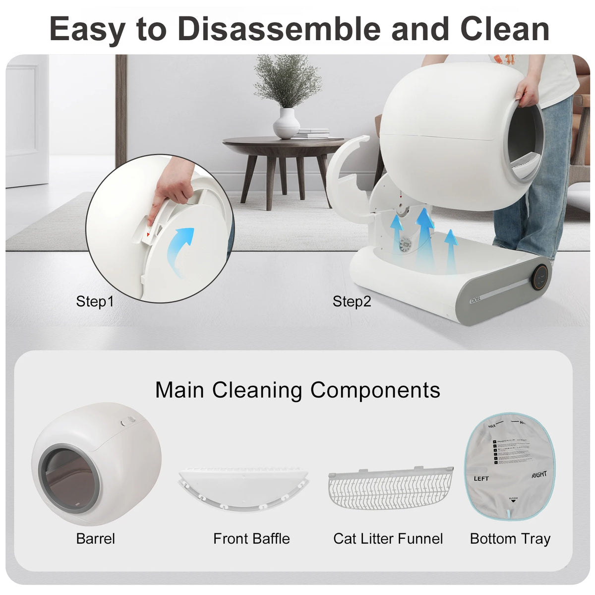 DOEL Automatic Smart Self Cleaning Cat Litter Box App Control