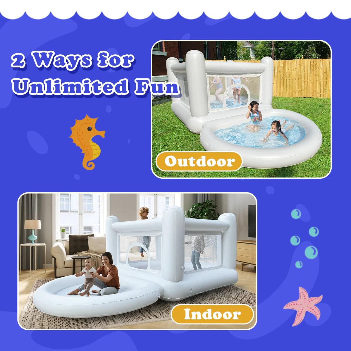 VANCEN Inflatable Bounce House Ball Pit Kids Indoor Outdoor Playhouse