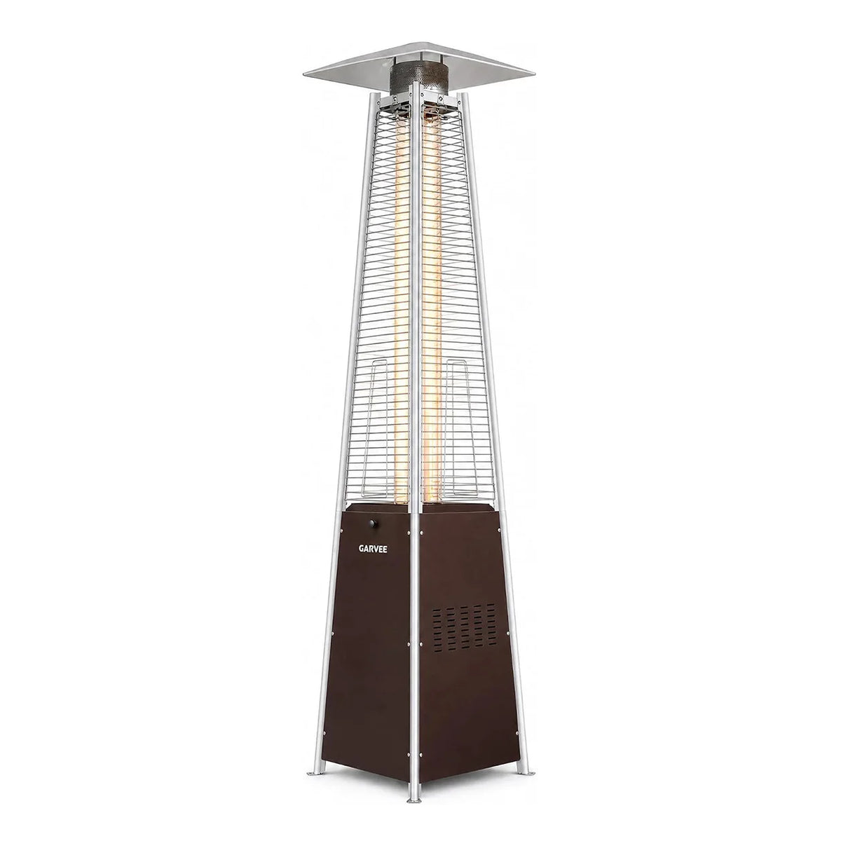 Pyramid Propane Patio Heater with Glass Tube Flame Outdoor Heater with Wheels Waterproof Cover Adjustable Heat Control Standing Heater for Patio Deck Garden Poolside Outdoor Dining