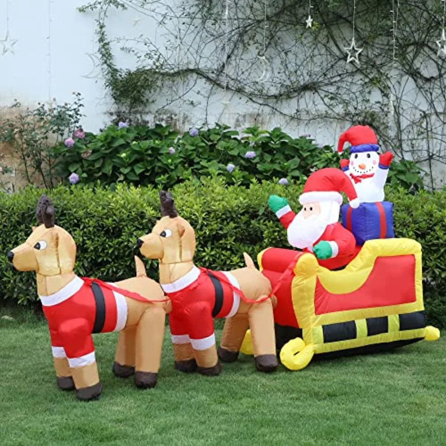 OLOEY Outdoor Christmas Inflatable Santa Sleigh Decoration