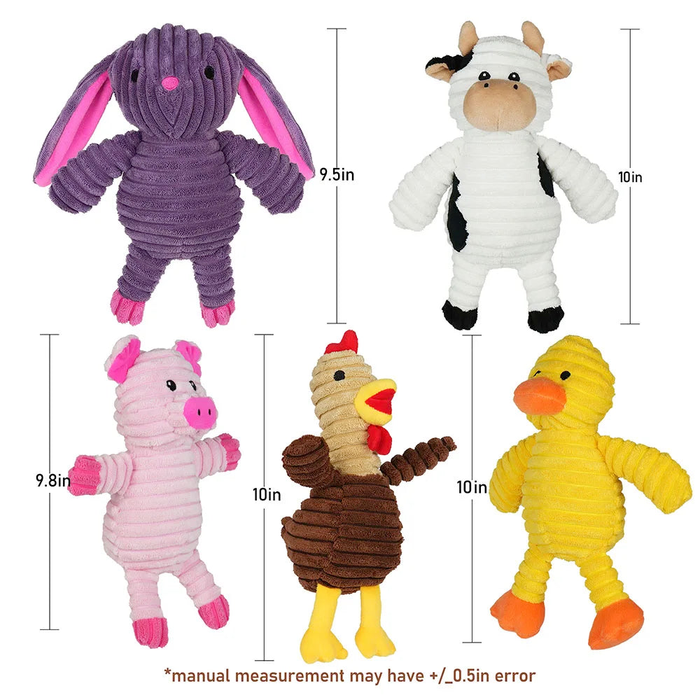 Soft Plush Squeaky Dog Toys Animal Assortment Value Bundle