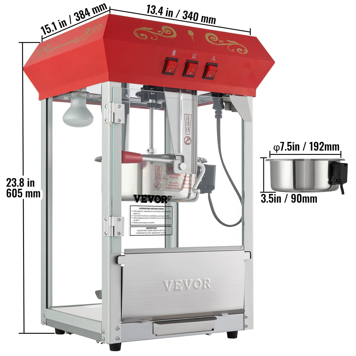 Succebuy Countertop Popcorn Machine With Scoops And Serving Spoons