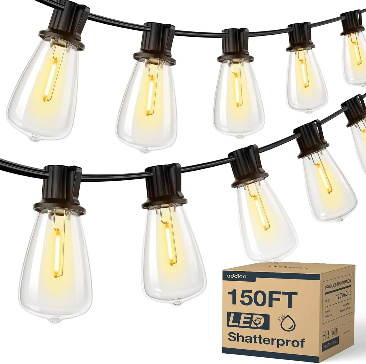 Waterproof Outdoor Patio Lights With Shatterproof Replaceable Bulbs