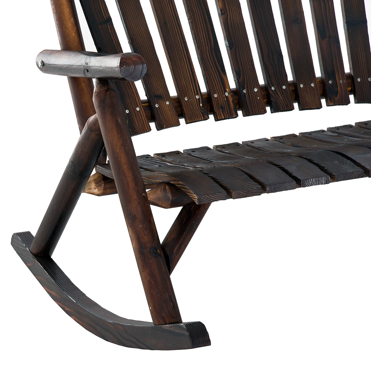 Outsunny Wooden Adirondack Rocking Loveseat for Outdoor Seating