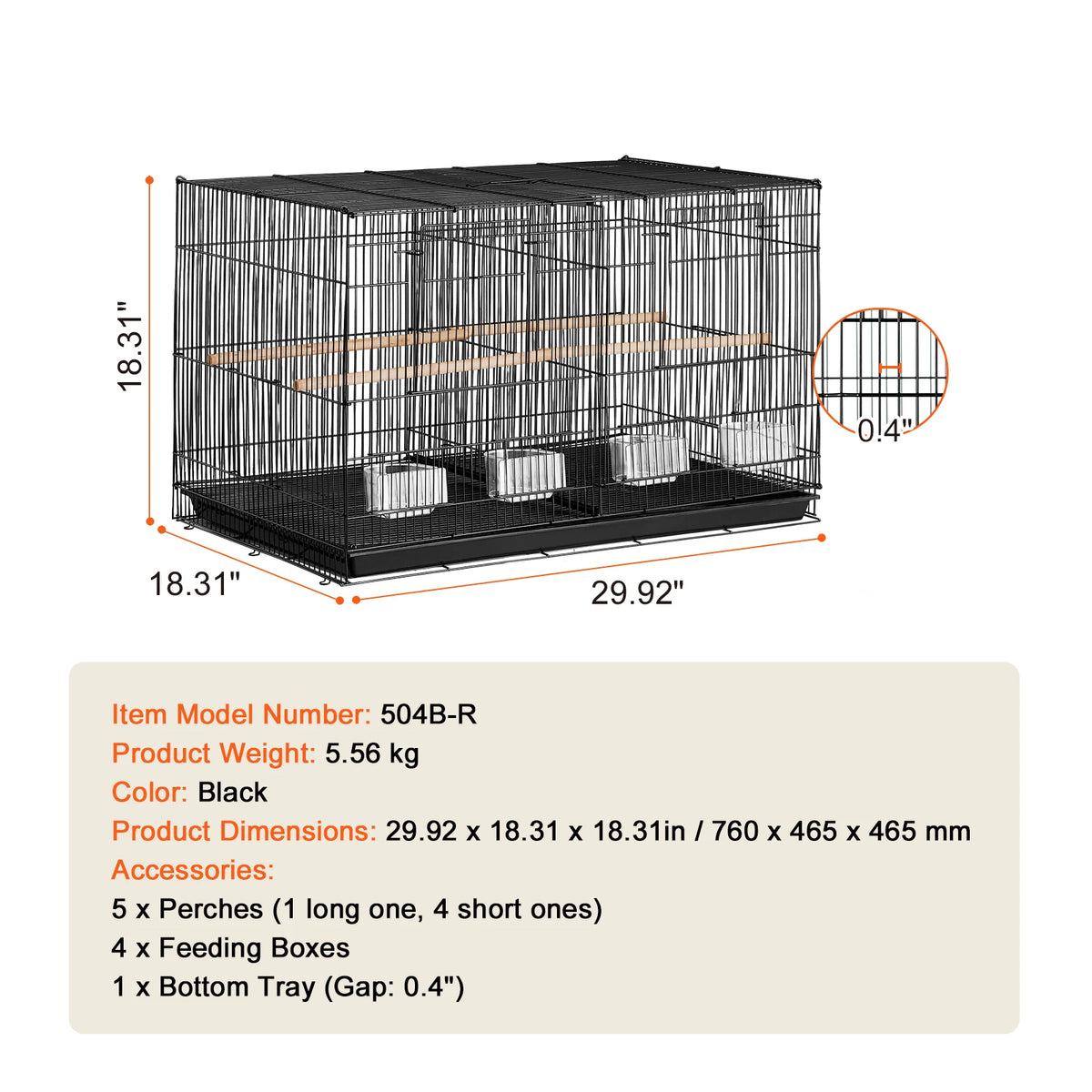 Divided Bird Cage for Small Birds with Secure Doors