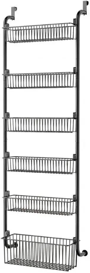 Garvee 6 Tier Over the Door Pantry Organizer Large-Capacity Heavy-Duty Steel Hanging Spice Rack Adjustable Wall Seasoning Shelves for Kitchen Bathroom Cabinet