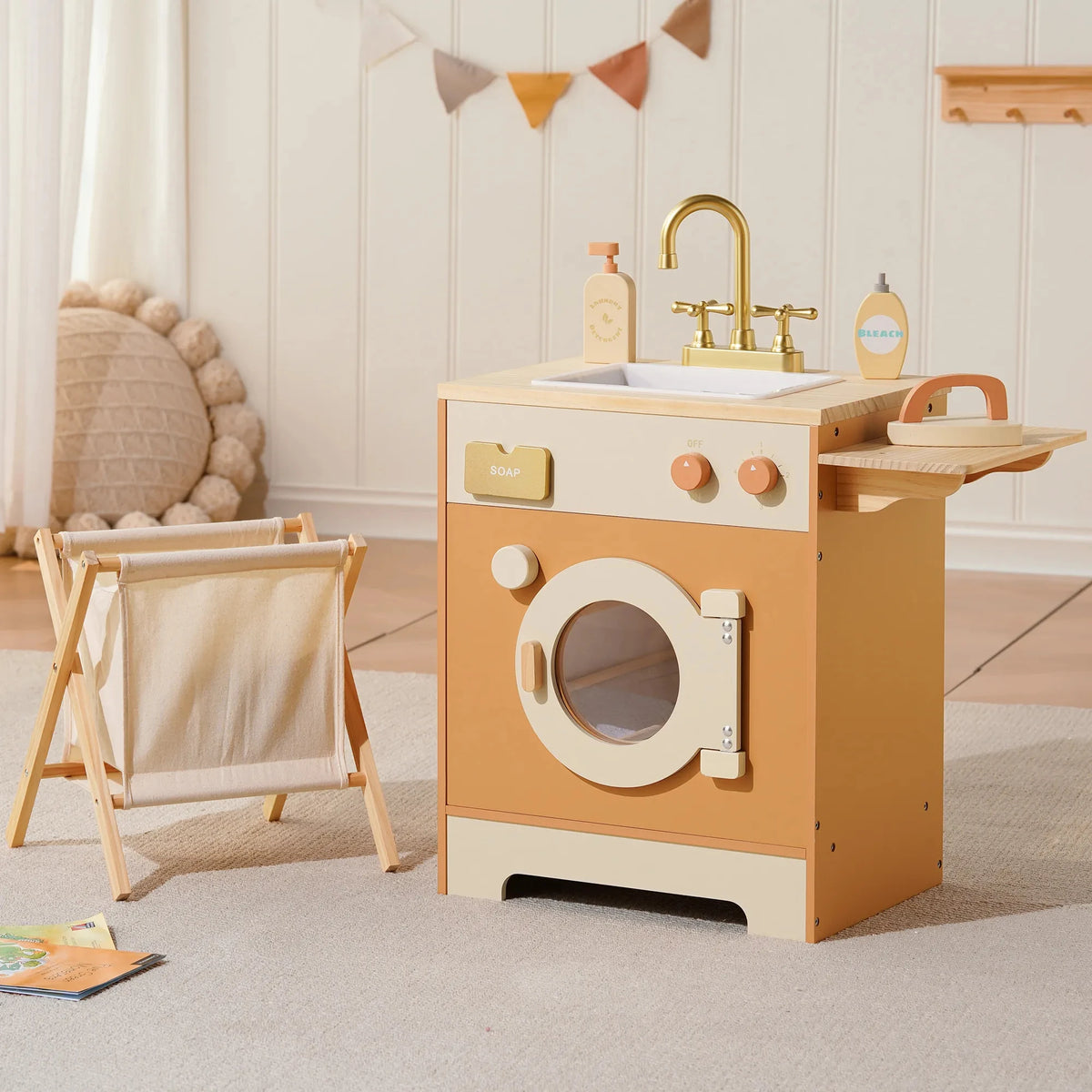 Robud Kids Wooden Play Kitchen Set With Oven And Refrigerator