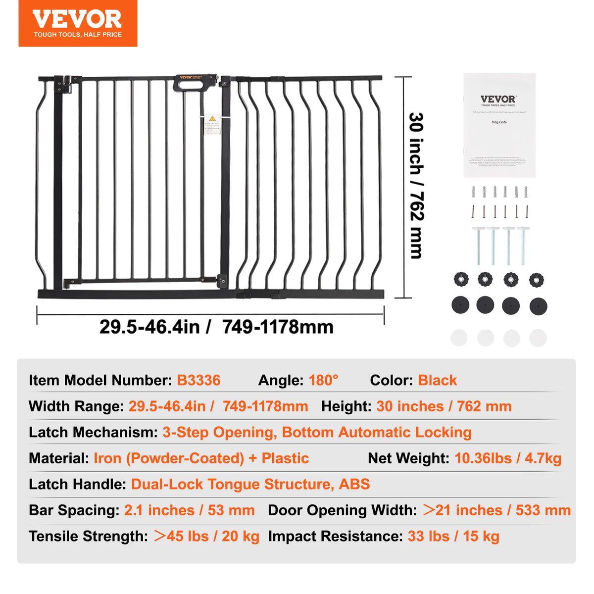 SucceBuy Stainless Steel Walk Thru Pressure Mount Baby Gate