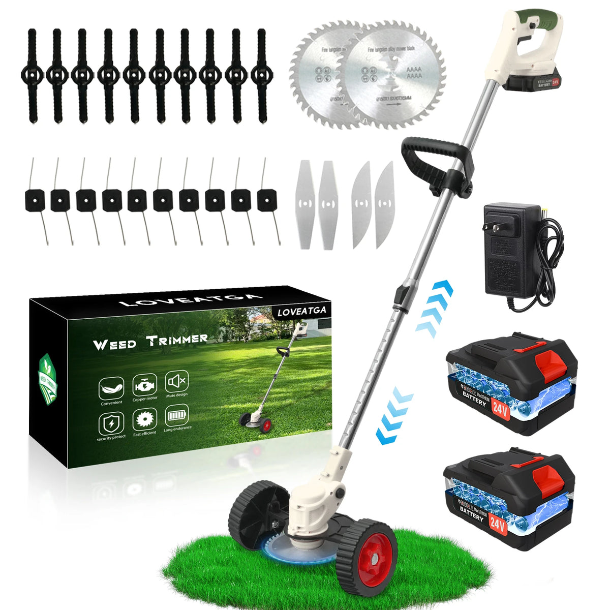 21V Cordless 3 Function Electric Lawn Mower And Trimmer