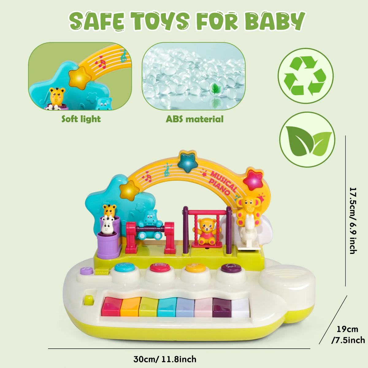 Animal Light Up Piano Toy for Toddlers, Musical Keyboard Learning Instrument, Educational Interactive Baby Toy for Infants 3+ Months, 1+ Year Old Birthday Gift