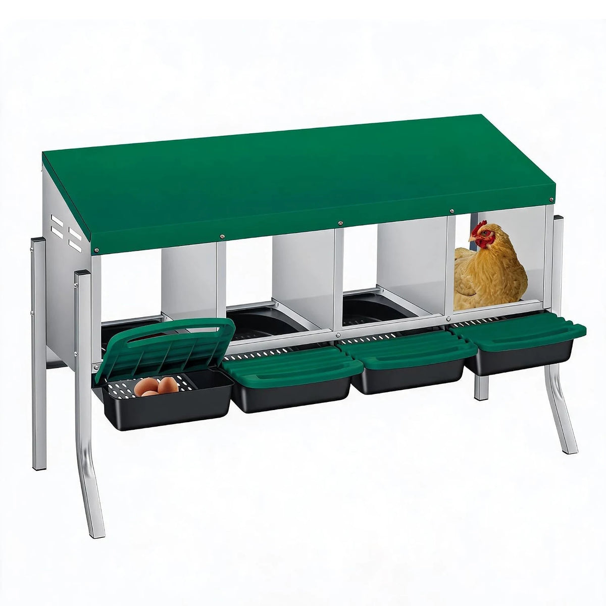 HiMISS Roll Away Chicken Nesting Box With Egg Collection Tray