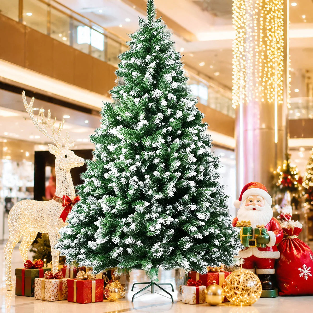 Artificial Flocked Christmas Tree With Foldable Metal Base
