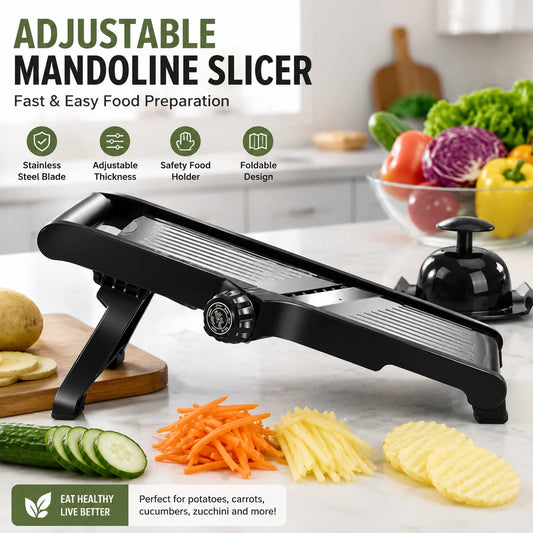 Adjustable Mandoline Slicer for Vegetables, Stainless Steel Blade Food Slicer Cutter, Multi-Thickness Potato Carrot Cucumber Slicer, Kitchen Cutting Tool for Home Cooking