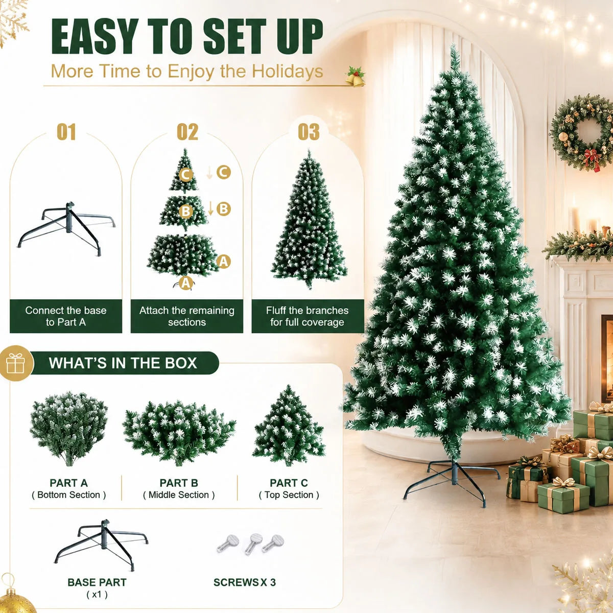 Artificial Flocked Christmas Tree With Foldable Metal Base