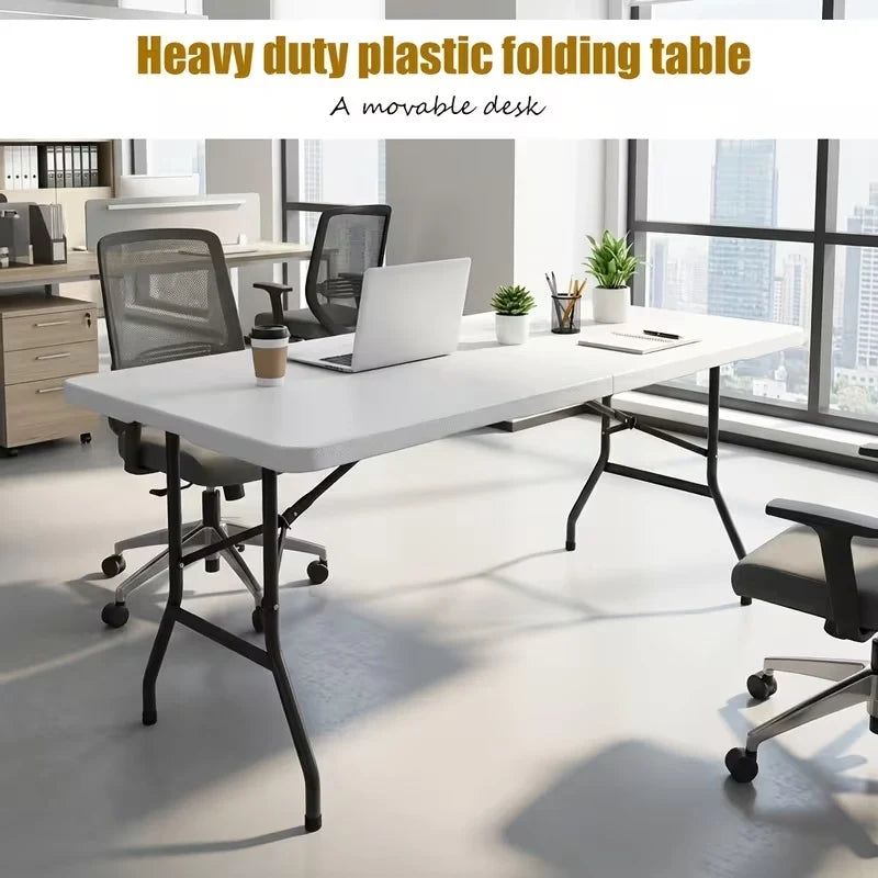 NoremoCo Heavy Duty Portable Folding Plastic Table With Carry Handle
