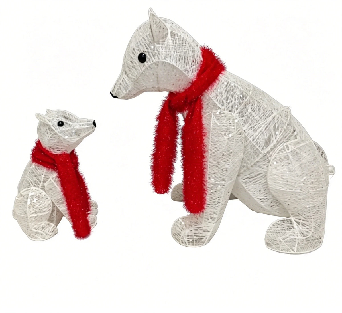 Illuminated Polar Bear Duo, 71cm & 39cm Tall, 100+40 White Bulbs, Metal Frame, Indoor Floor & Winter Display, Festive Decor For Hallway, Home Party And Window Setting. Lighted Holiday Displays, Decorative Lights, Holiday Deco