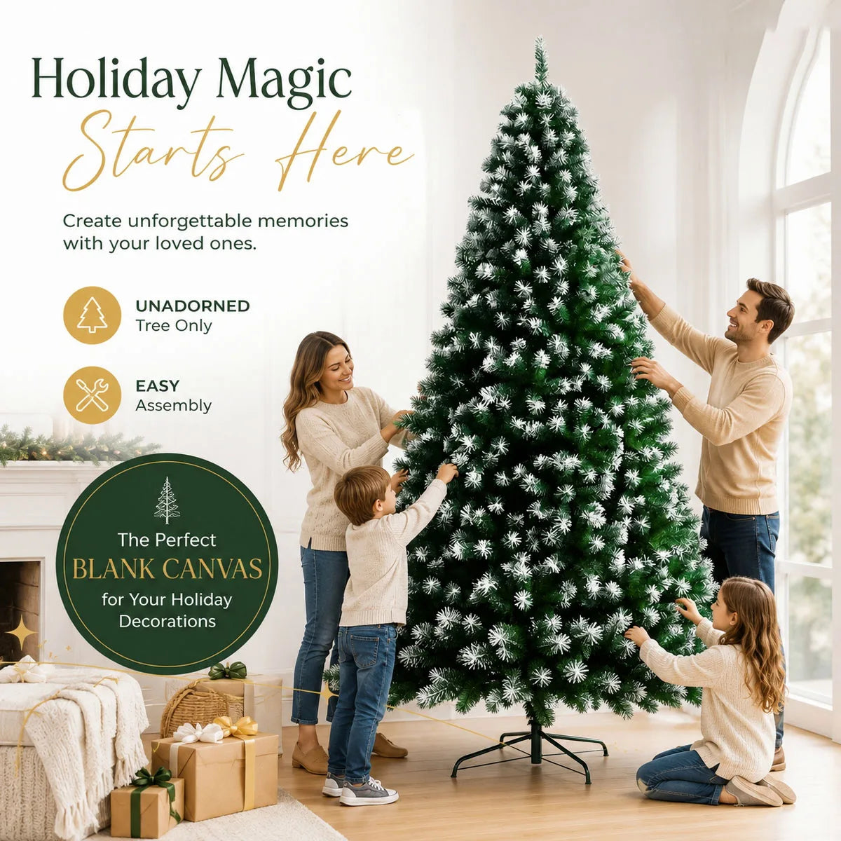Artificial Flocked Christmas Tree With Foldable Metal Base