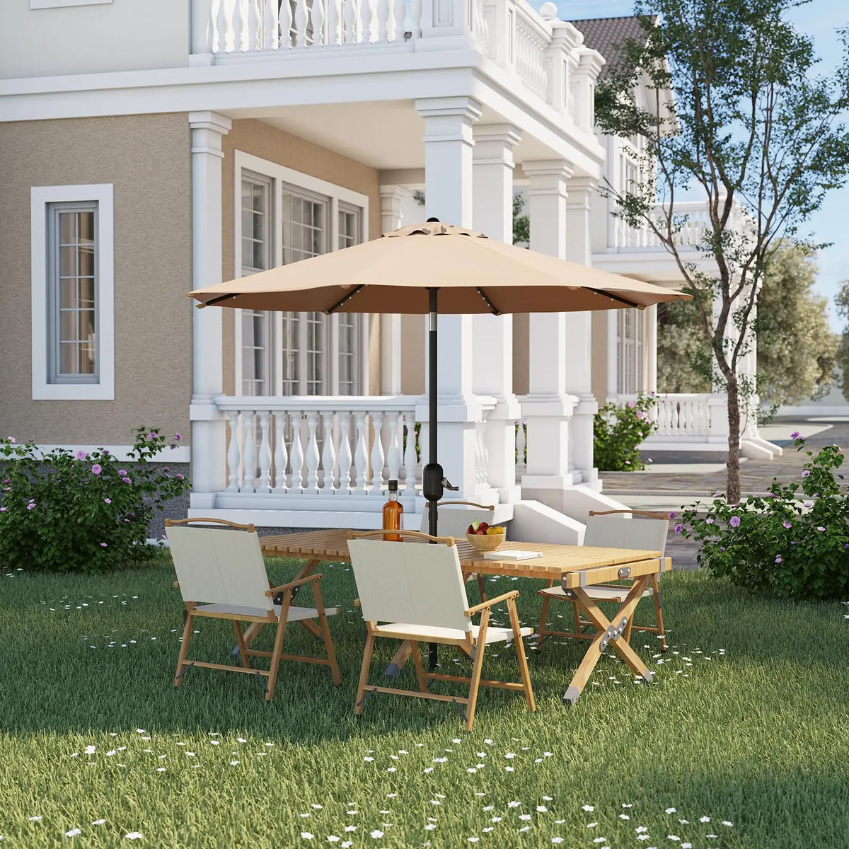 Heavy Duty Solar Patio Umbrella With Crank And Tilt