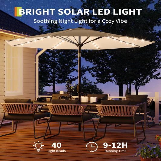 Heavy Duty Solar Patio Umbrella With Crank And Tilt