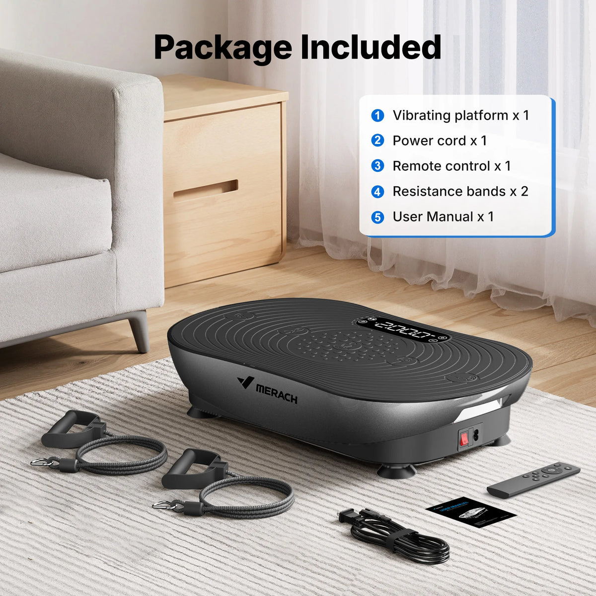 MERACH V33 Pro Vibration Plate Exercise Machine With Resistance Bands