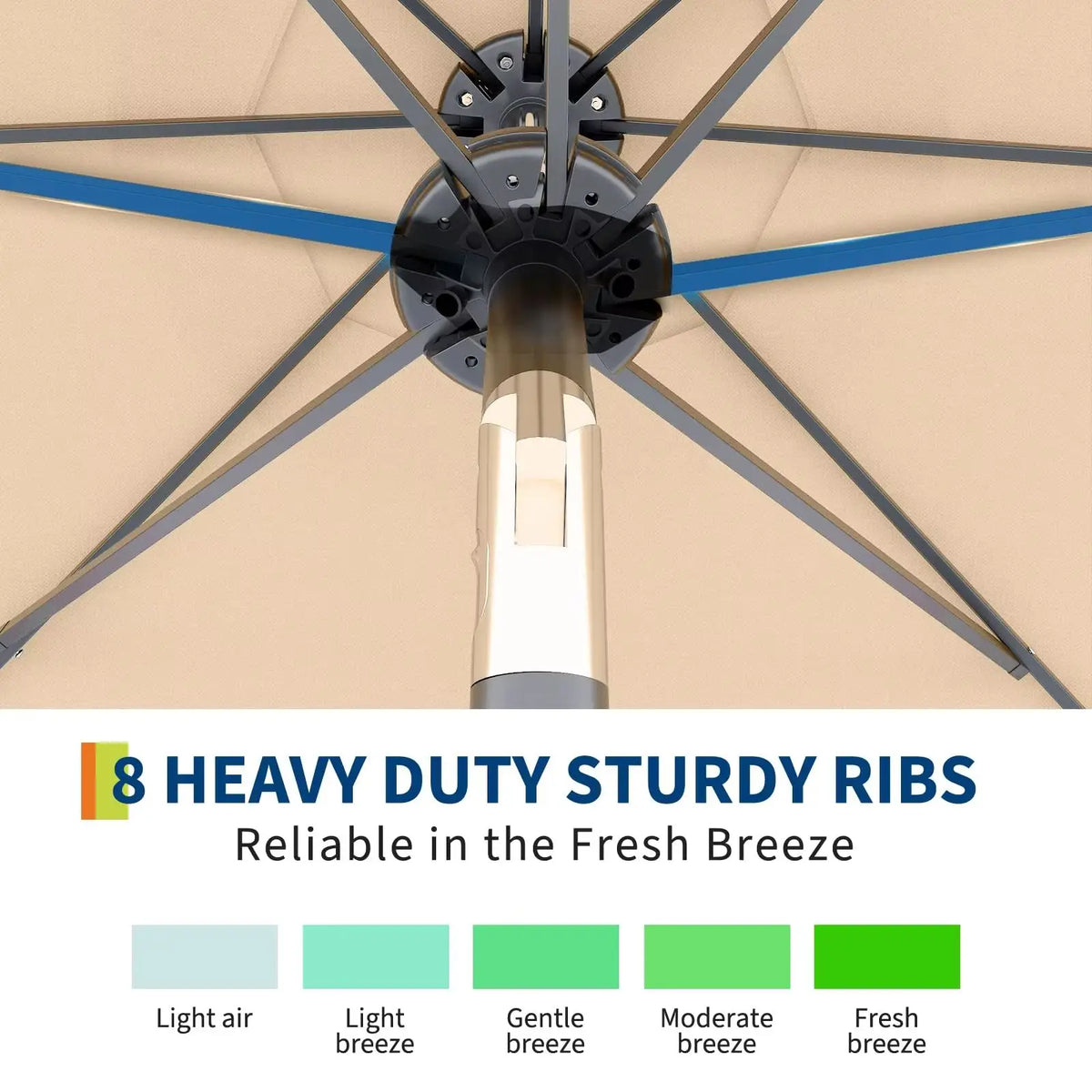 Heavy Duty Solar Patio Umbrella With Crank And Tilt