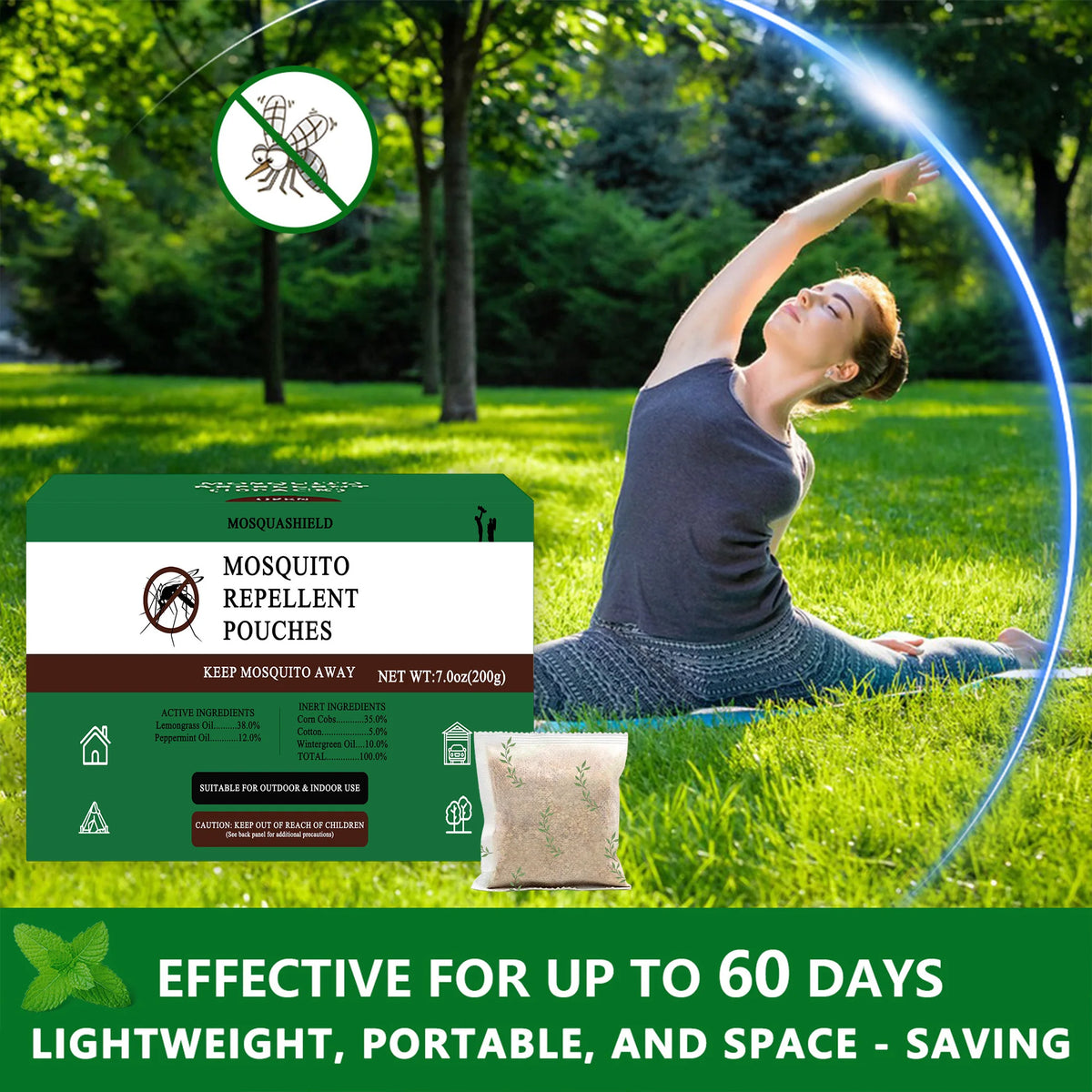 Natural Peppermint Mosquito Repellent Pouch For Indoor Outdoor Use