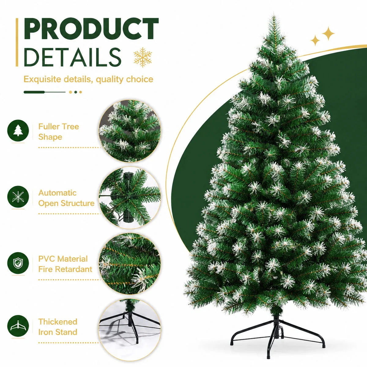 Artificial Flocked Christmas Tree With Foldable Metal Base