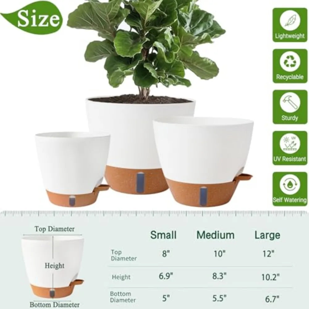 8/10/12 Inch Self Watering Pots for Indoor/Outdoor Plants