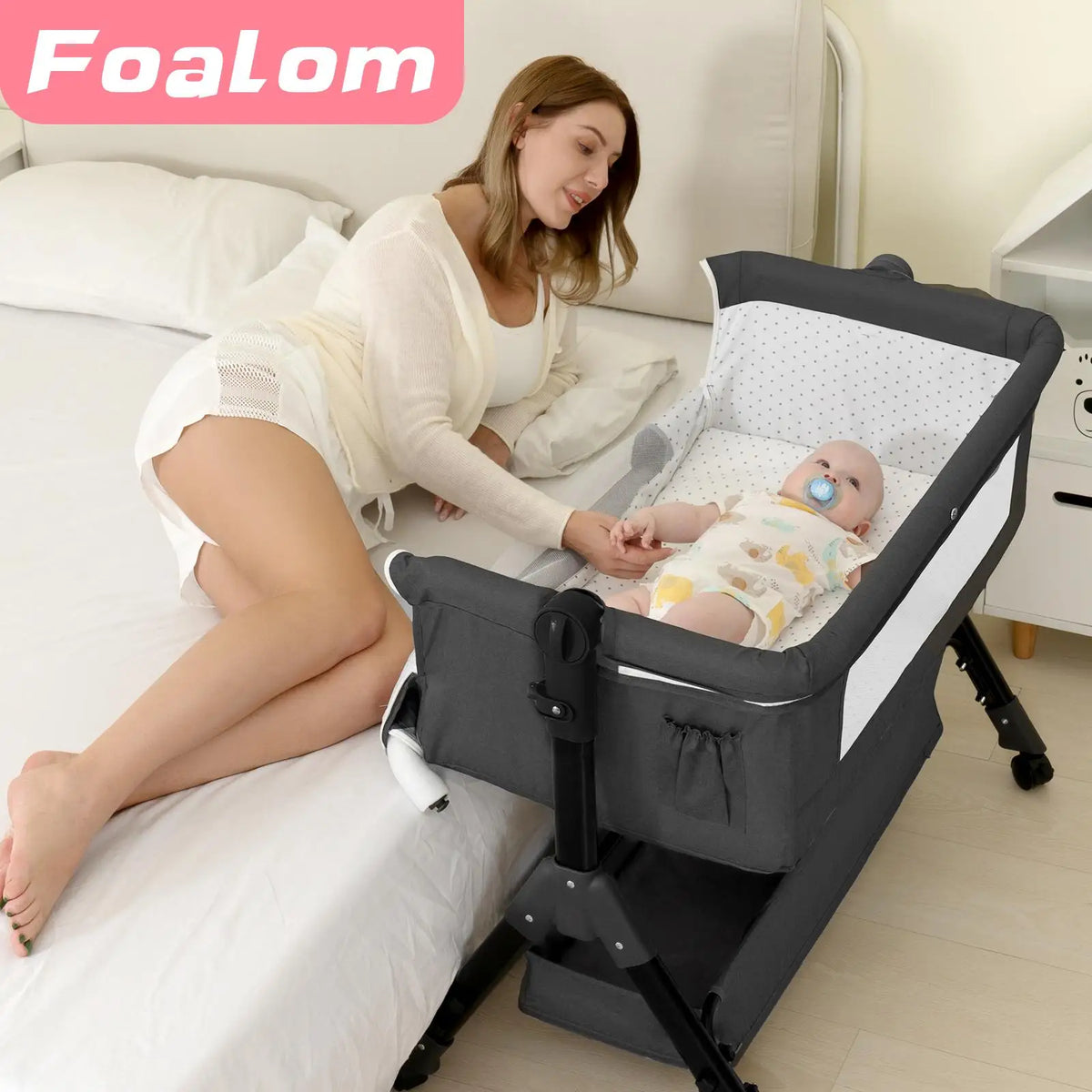 Portable Foldable Baby Bassinet Cradle With Sturdy Metal Support