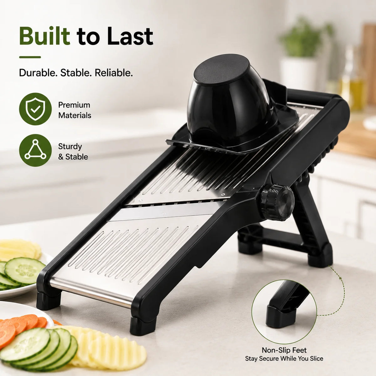 Adjustable Mandoline Slicer for Vegetables, Stainless Steel Blade Food Slicer Cutter, Multi-Thickness Potato Carrot Cucumber Slicer, Kitchen Cutting Tool for Home Cooking