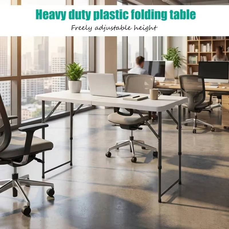 NoremoCo Heavy Duty Portable Folding Plastic Table With Carry Handle