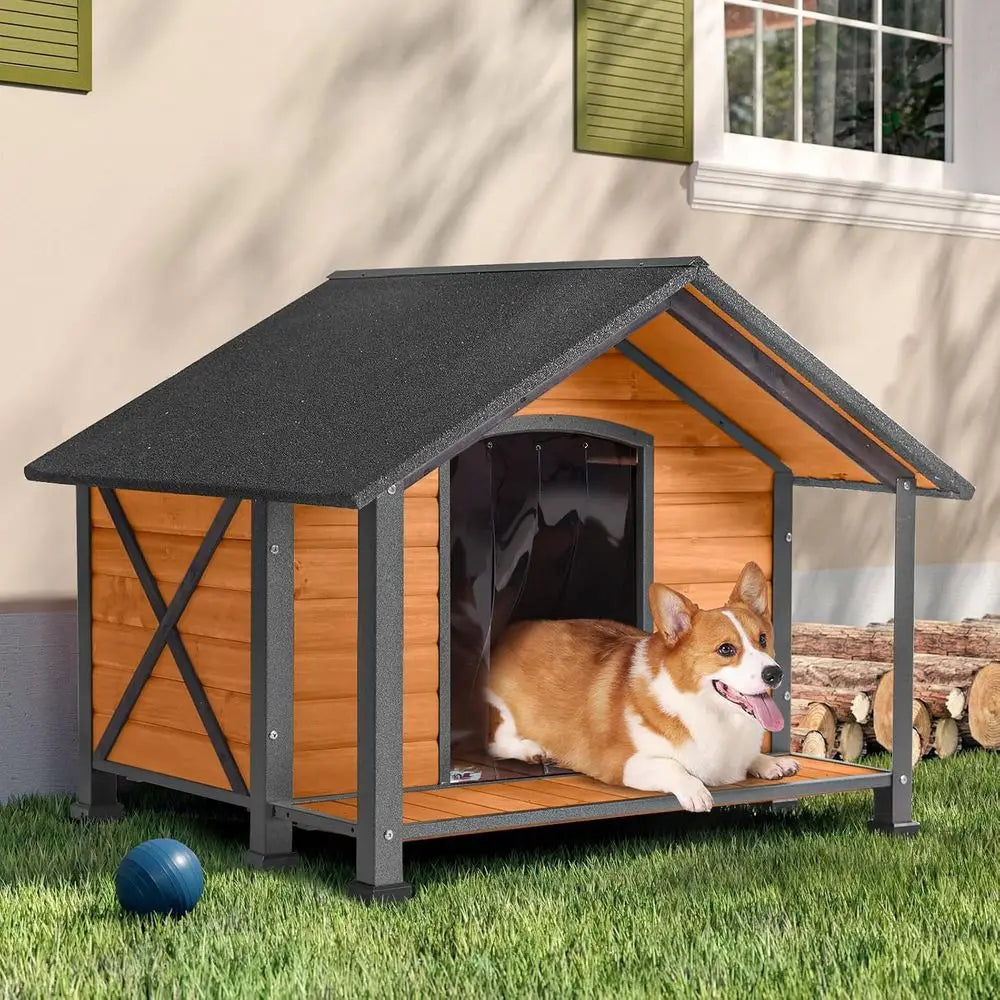 Modern All Weather Metal And Wood Dog House For Pets