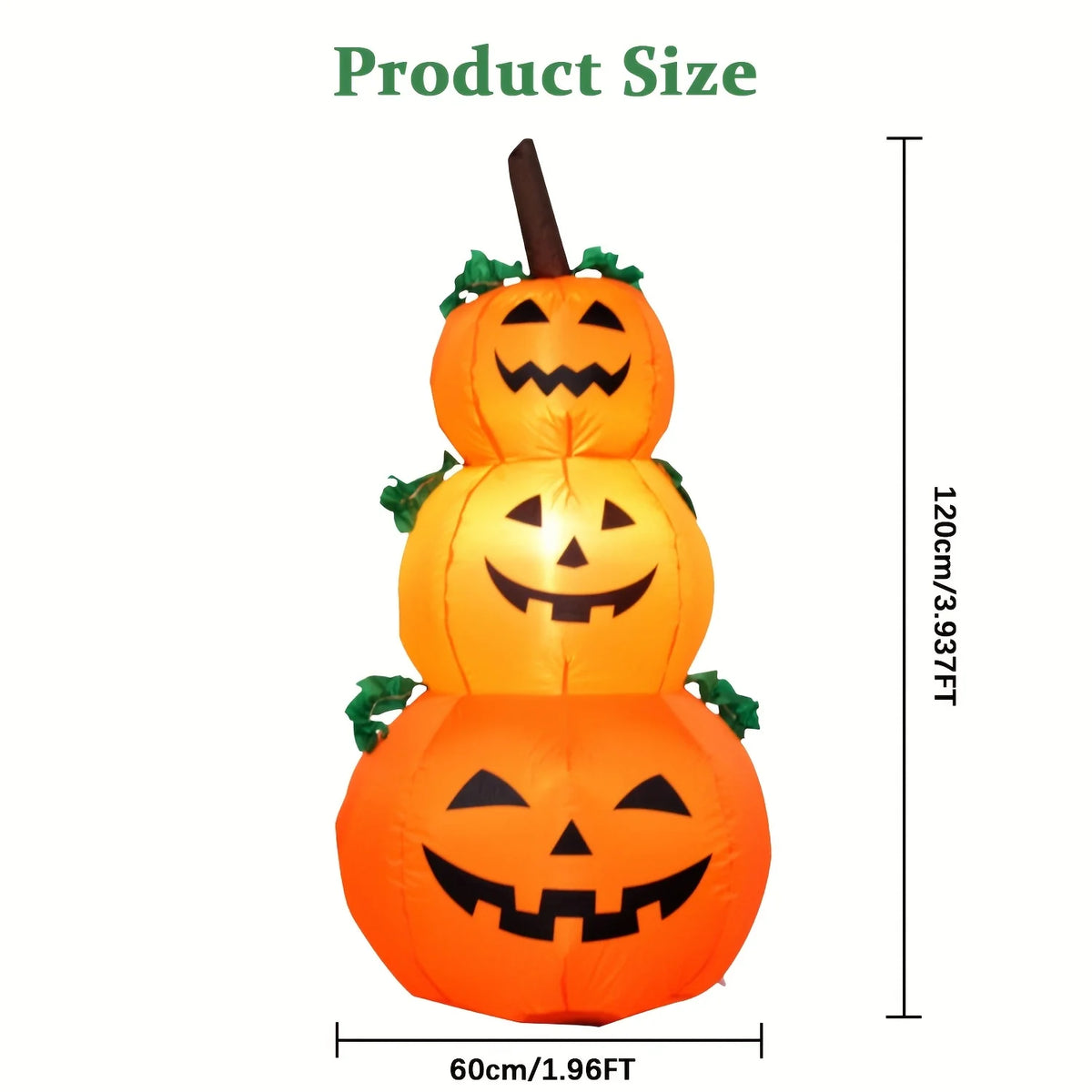 LED Halloween Stacked Pumpkin Inflatable Yard Decoration With Lights
