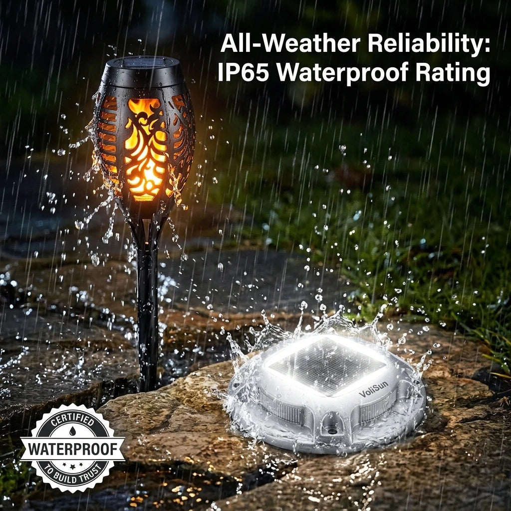 Solar Waterproof Flame Torch And LED Path Garden Yard Lights