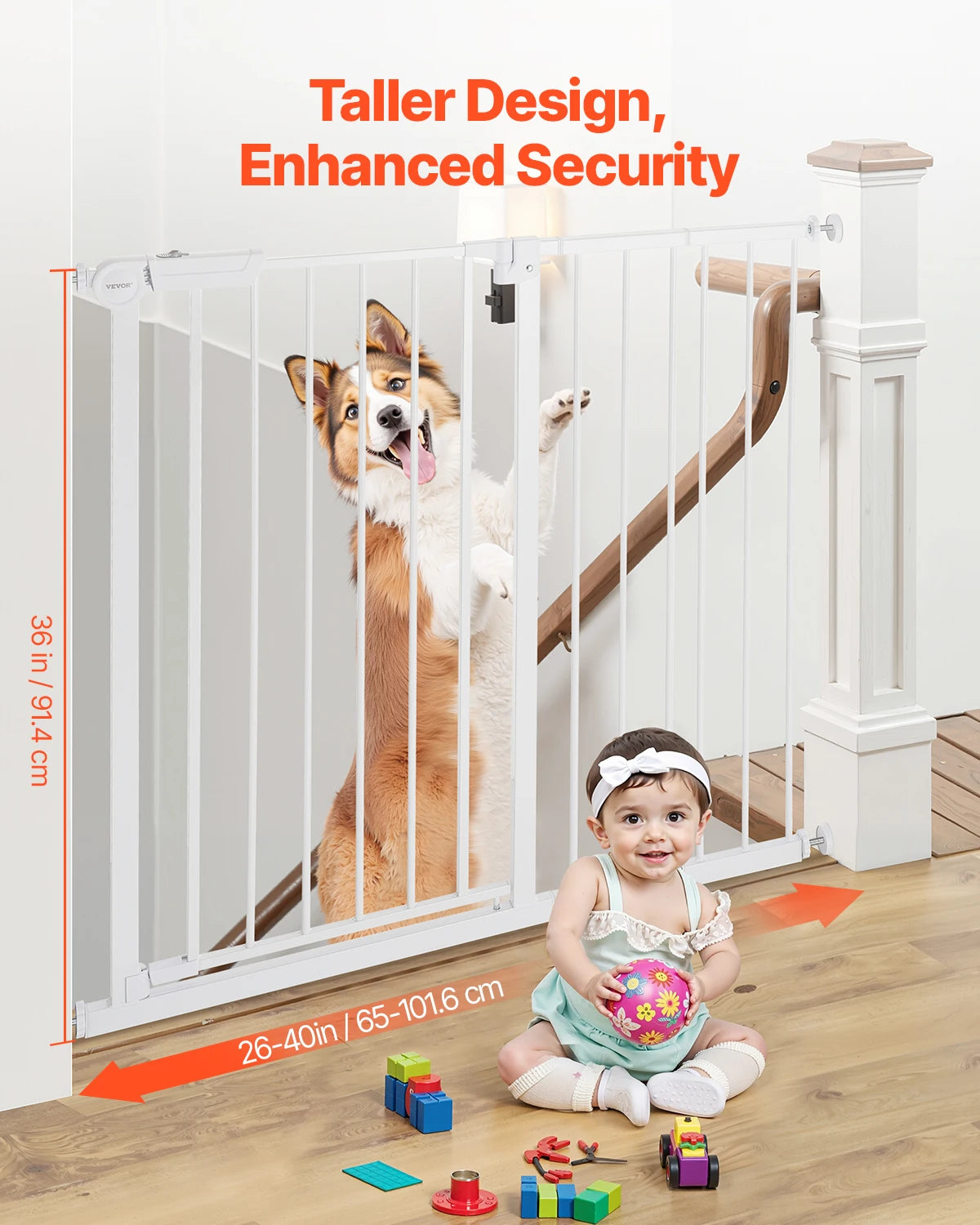SucceBuy Stainless Steel Walk Thru Pressure Mount Baby Gate