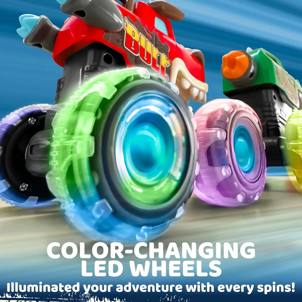 Joyfy 3 Pack Light Up Monster Truck Press And Toys
