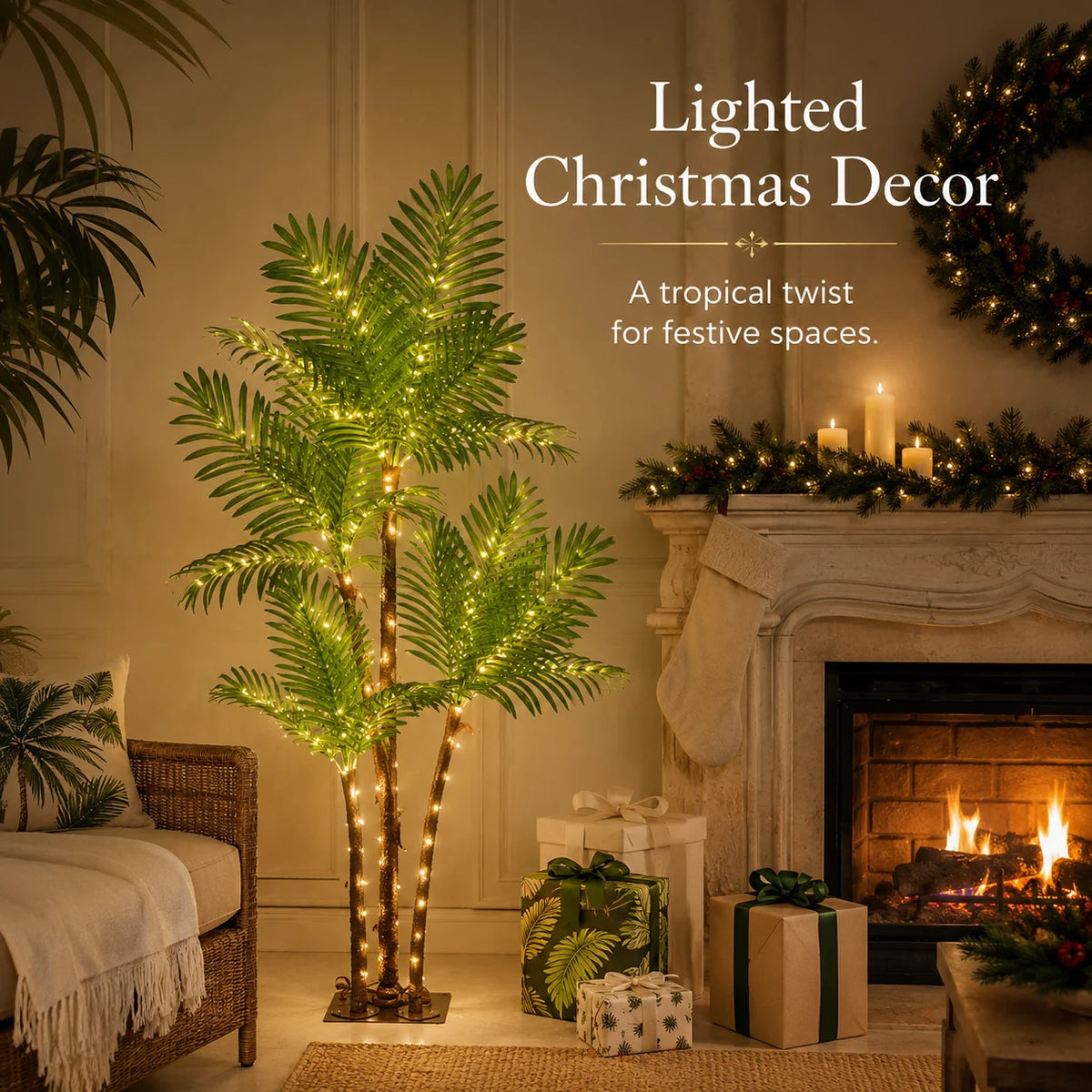 Artificial Palm Tree With LED Lights And Multiple Lighting Modes