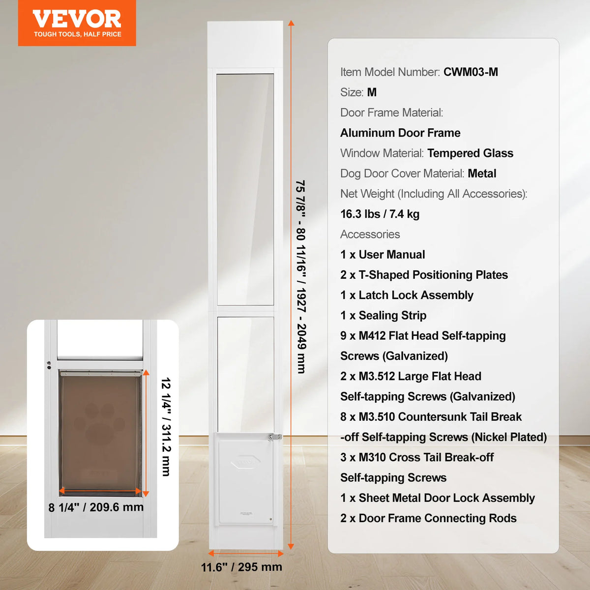 Adjustable Aluminum Pet Door Insert For Sliding Glass Doors
