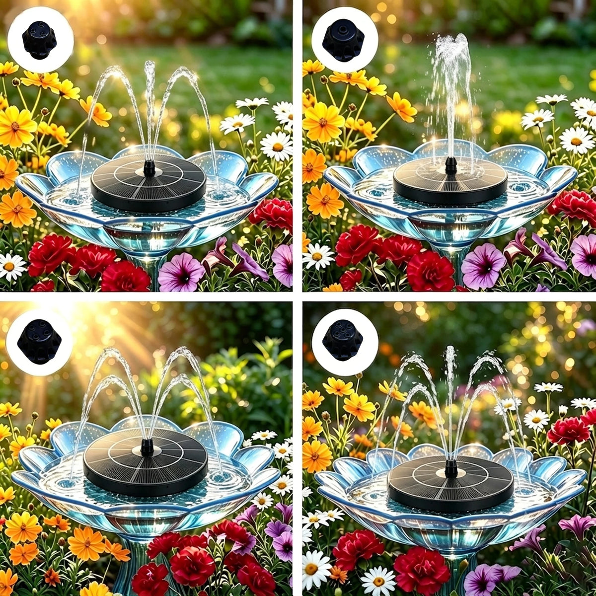 Solar Powered Water Fountain For Outdoor Garden And Pond Decor