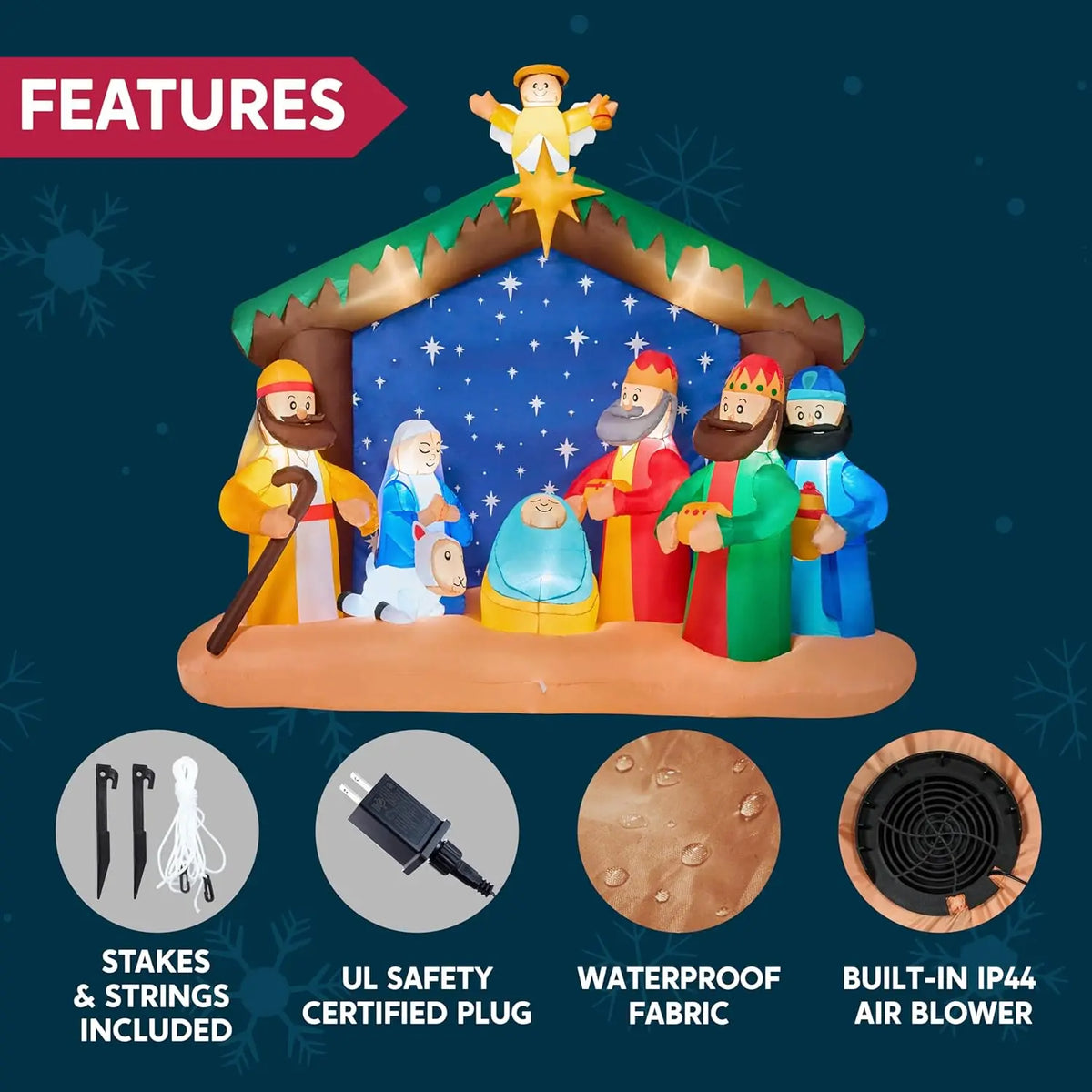 Joyfy Illuminated Christmas Nativity Scene Inflatable Decoration