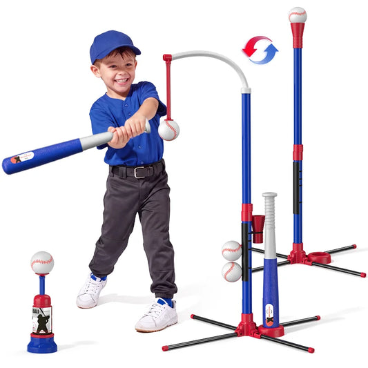 QDragon Adjustable Tee Ball And Pitching Machine Set For Kids